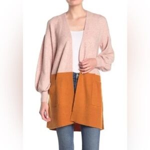 Madewell Pink and Orange Open Cardigan